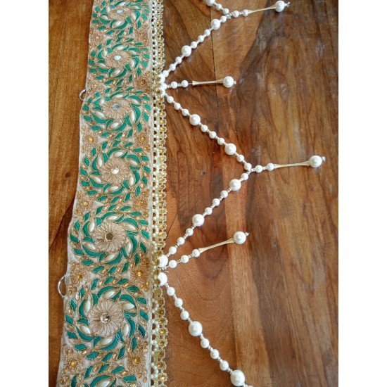 Teal Flower Moti Work Bandhanwar Teal Flower Moti Work Bandhanwar